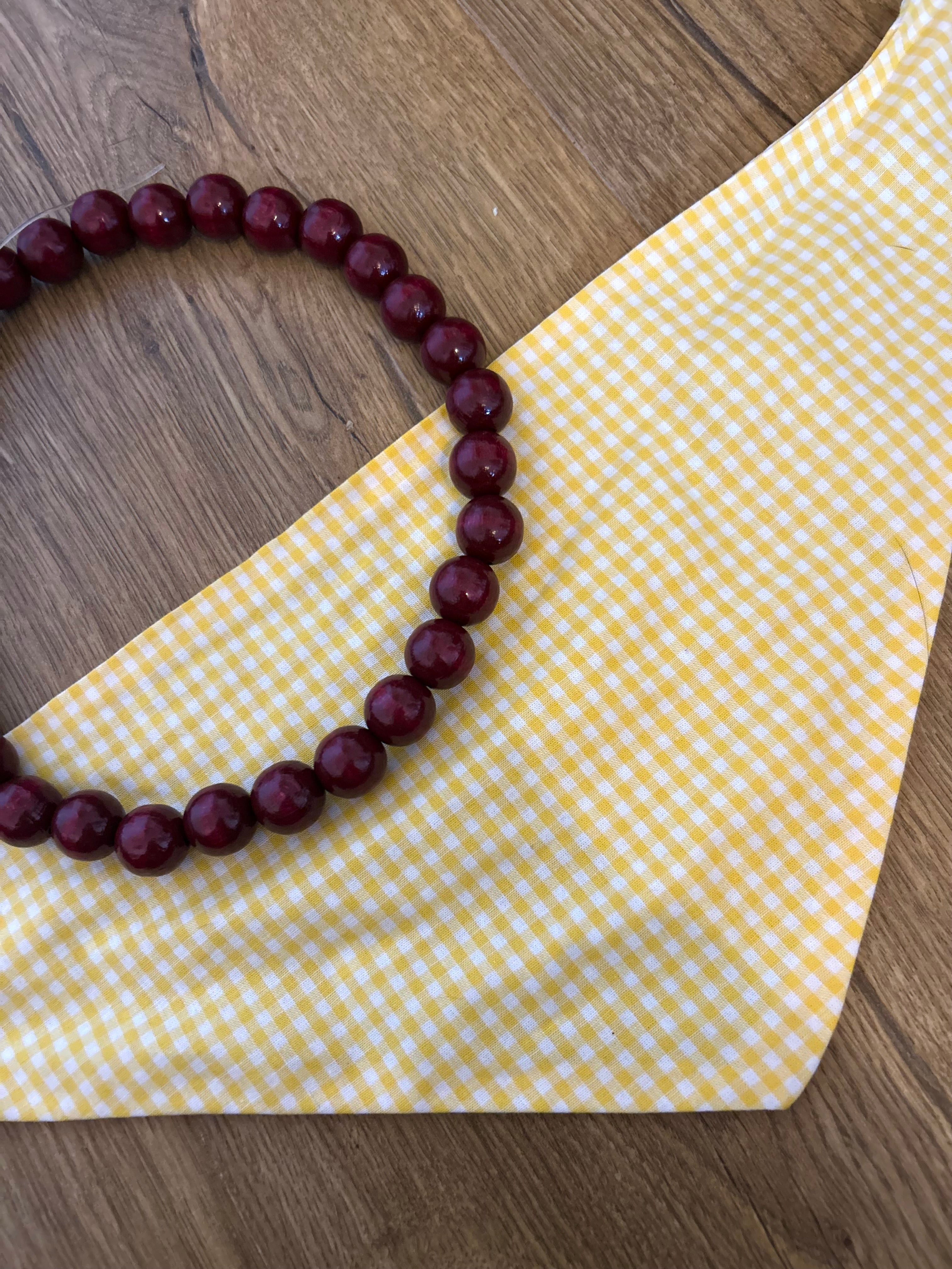 Duo Golden Spice  - Bandana Vichy & Collier Rouge Boisé