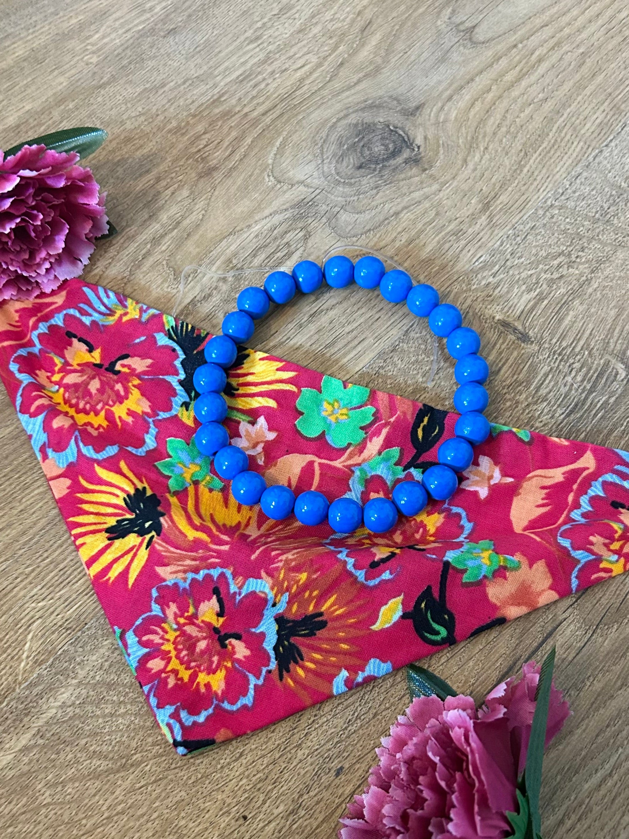 Duo Flowerpop - Bandana Fuschia & Collier Bleu